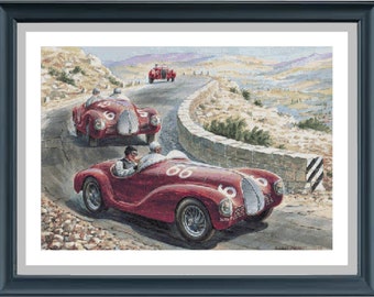 Retro Car Cross Stitch Pattern, Pdf instructions, Instant Download
