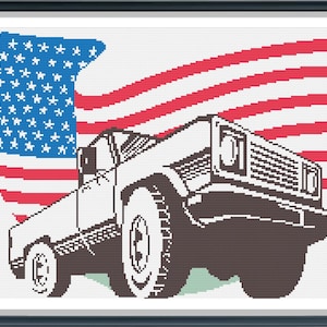 American Truck cross stitch pattern, Pdf instructions, Instant Download