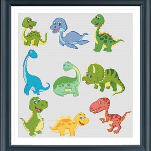 Dinosaurs Cross Stitch Pattern, TRex Cross Stitch, Triceratops Cross Stitch, Stegosaurus, Brachiosaurus, Pdf instructions, Instant Download