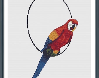 Parrot Cross Stitch Pattern, Bird Cross Stitch Pattern, Pdf instructions, Instant Download