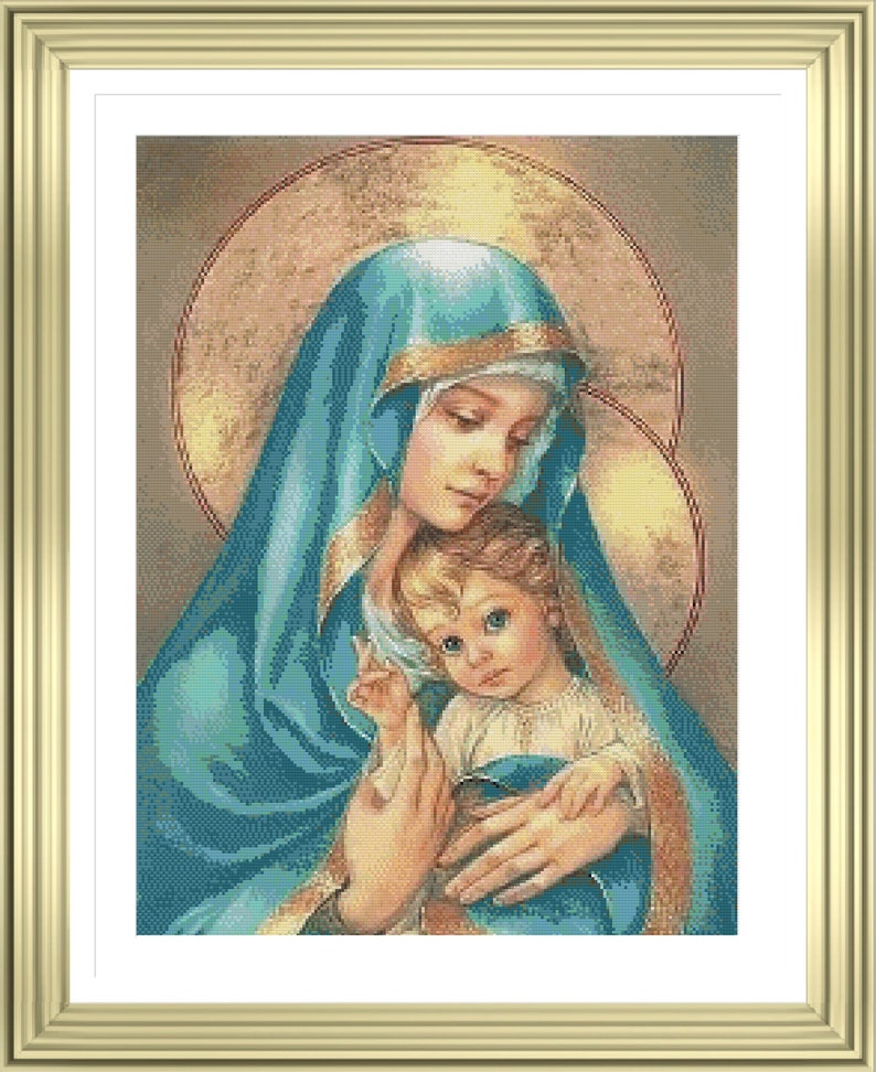 Mary and Baby Jesus Cross Stitch Pattern Virgin Mary and ...