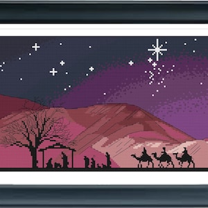 Nativity Cross Stitch Pattern, Holy Night Cross Stitch, Religious Cross Stitch, Easy Cross Stitch PDF instructions,Instant Download