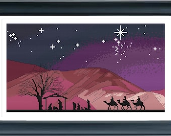 Nativity Cross Stitch Pattern, Holy Night Cross Stitch, Religious Cross Stitch, Easy Cross Stitch PDF instructions,Instant Download