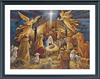 Nativity Cross Stitch Pattern, Jesus Cross Stitch pattern, Religious Cross Stitch Chart, Pdf instructions Instant Download