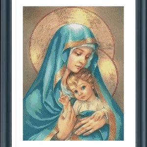 Mary and Baby Jesus Cross Stitch Pattern, Virgin Mary and Baby Cross Stitch, Religious Cross Stitch, Pdf, Instant Download