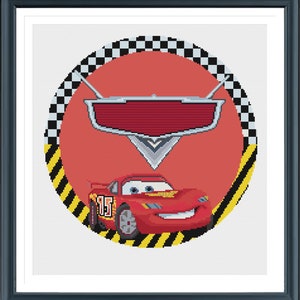 Cars Cross Stitch Pattern Lightning McQueen Cross Stitch Pdf instructions Instant Download, Customizable pattern