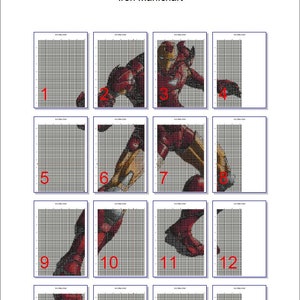 Iron Man Cross Stitch Pattern, Avengers cross stitch, Pdf instructions, Instant Download image 3