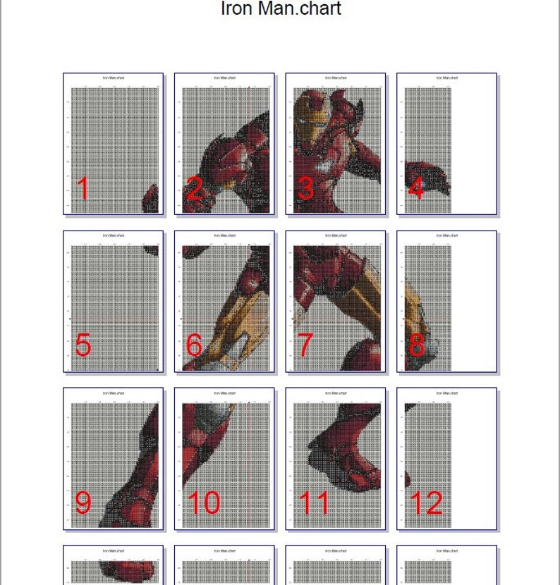 Iron Man Cross Stitch Pattern, Avengers cross stitch, Pdf instructions, Instant Download image 3