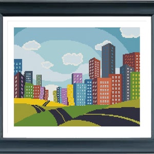 City Skyline Cross Stitch Pattern, City Landscape Cross Stitch Pattern, Pdf Instructions, Instant Download
