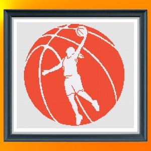 Basketball cross stitch pattern, Basketball girl cross stitch, Modern cross stitch, Sport pattern, Easy cross stitch, Pdf Instant Download