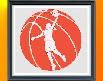 Basketball cross stitch pattern, Basketball girl cross stitch, Modern cross stitch, Sport pattern, Easy cross stitch, Pdf Instant Download