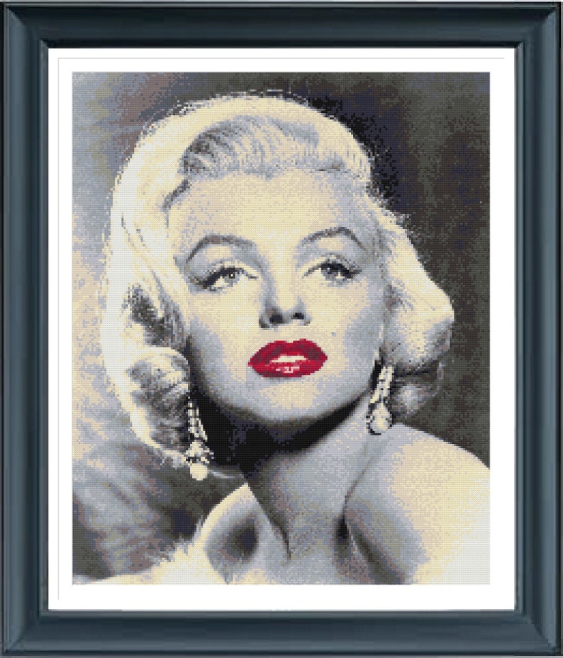 Marilyn Monroe Cross Stitch Pattern, Marilyn Monroe Red Lips Cross ...