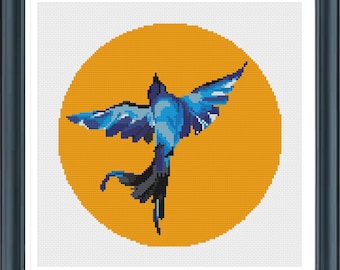 Blue bird Cross Stitch Pattern, Kingfisher bird Cross Stitch Pattern, Pdf instructions, Instant Download