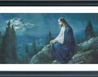 Jesus Christ Cross Stitch pattern, Jesus meditating Cross Stitch Pdf, Religious Stitch Pdf instructions Instant Download