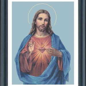 Jesus Christ Cross Stitch Pattern, Sacred heart pattern, Religious Cross Stitch Savior cross stitch PDF, Instant Download