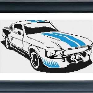 Muscle Car cross stitch pattern, Mustang cross stitch, Pdf instructions, Instant Download