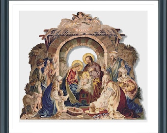 Nativity Cross Stitch Pattern, Jesus Christ Cross Stitch, Holy Night Cross Stitch, Religious Cross Stitch,PDF instructions,Instant Download