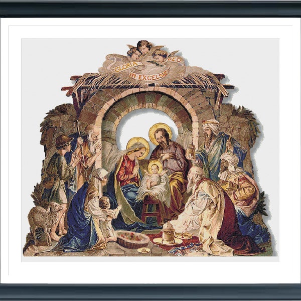 Nativity Cross Stitch Pattern, Jesus Christ Cross Stitch, Holy Night Cross Stitch, Religious Cross Stitch,PDF instructions,Instant Download