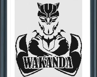 Patrón de punto de cruz de Black Panther, punto de Wakanda Forever, punto de Avengers Endgame, descarga instantánea en PDF