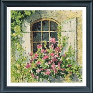 Toskanisches Fenster Kreuzstichmuster, Toskana Ansicht Kreuzstich, Italien Mittelmeer Kreuzstich, Pdf Datei, Instant Download