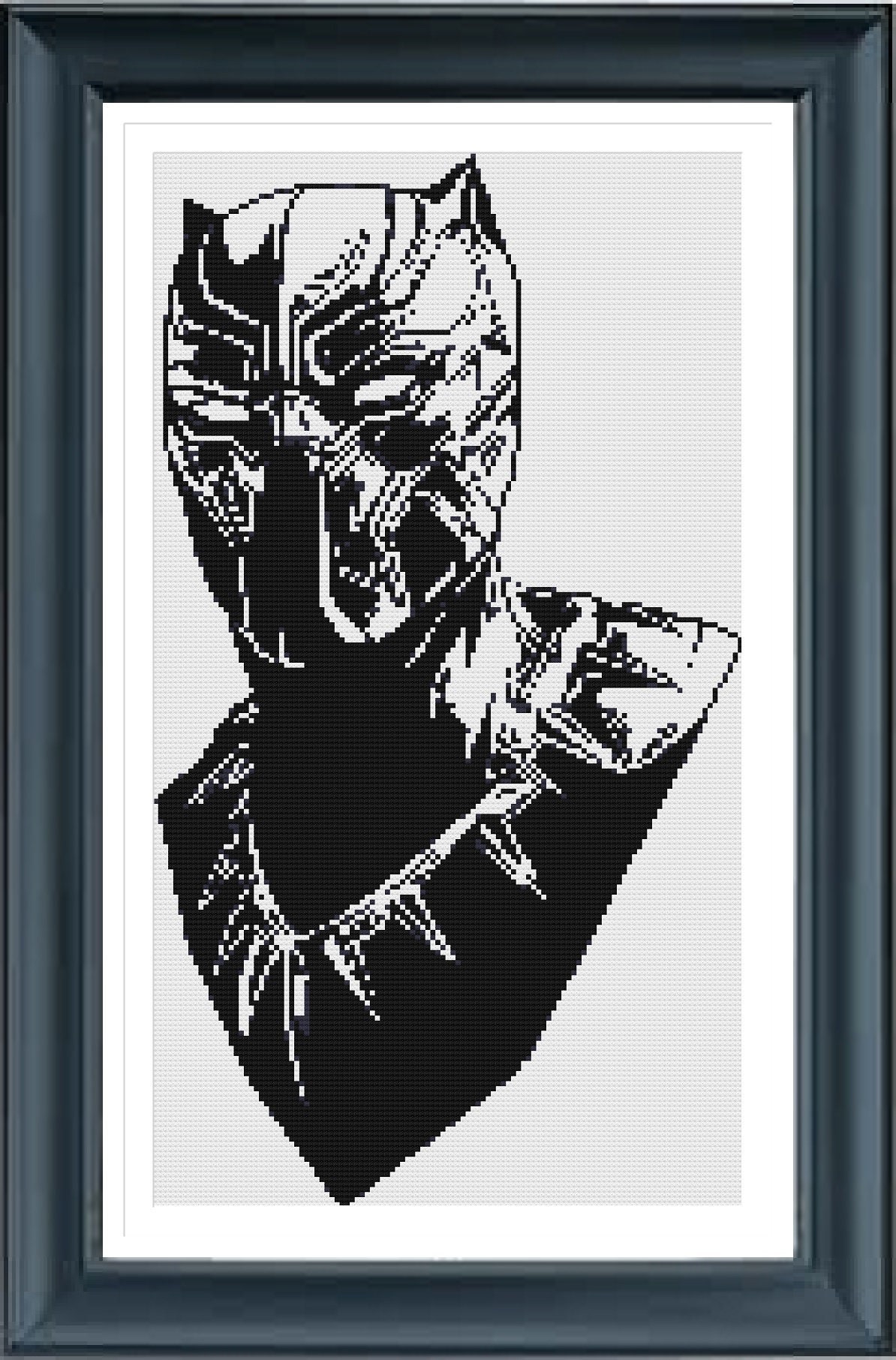Black Panther Cross Stitch Pattern 2, Wakanda forever stitch, Pdf Instant Download