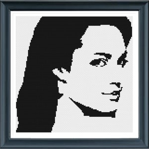 Beautiful girl cross stitch pattern 2, Monochrome Cross Stitch, Easy cross stitch, Pdf instructions, Instant Download
