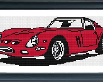 Sport Car Cross Stitch Pattern, Italian car, Retro car Cross Stitch, Classic car, Pdf instructions, Instant Download