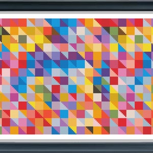 Geometric cross stitch pattern 3, Modern cross stitch pattern, Rainbow blocks cross stitch, Easy cross stitch, Pdf Instant Download