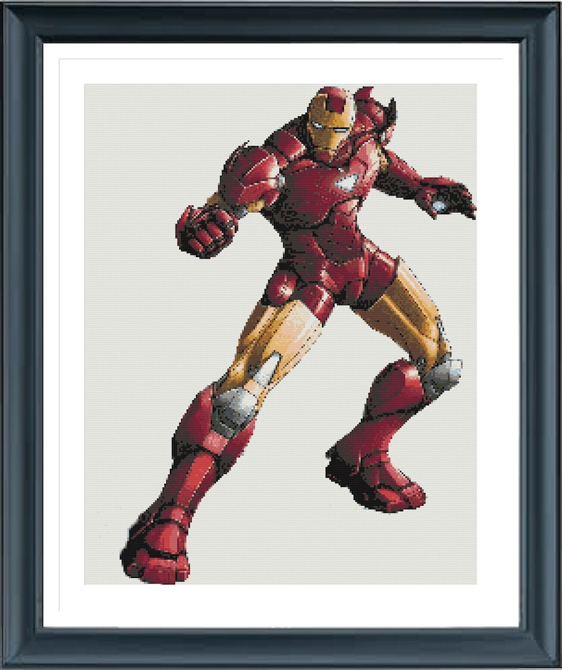 Iron Man Cross Stitch Pattern, Avengers cross stitch, Pdf instructions, Instant Download image 1