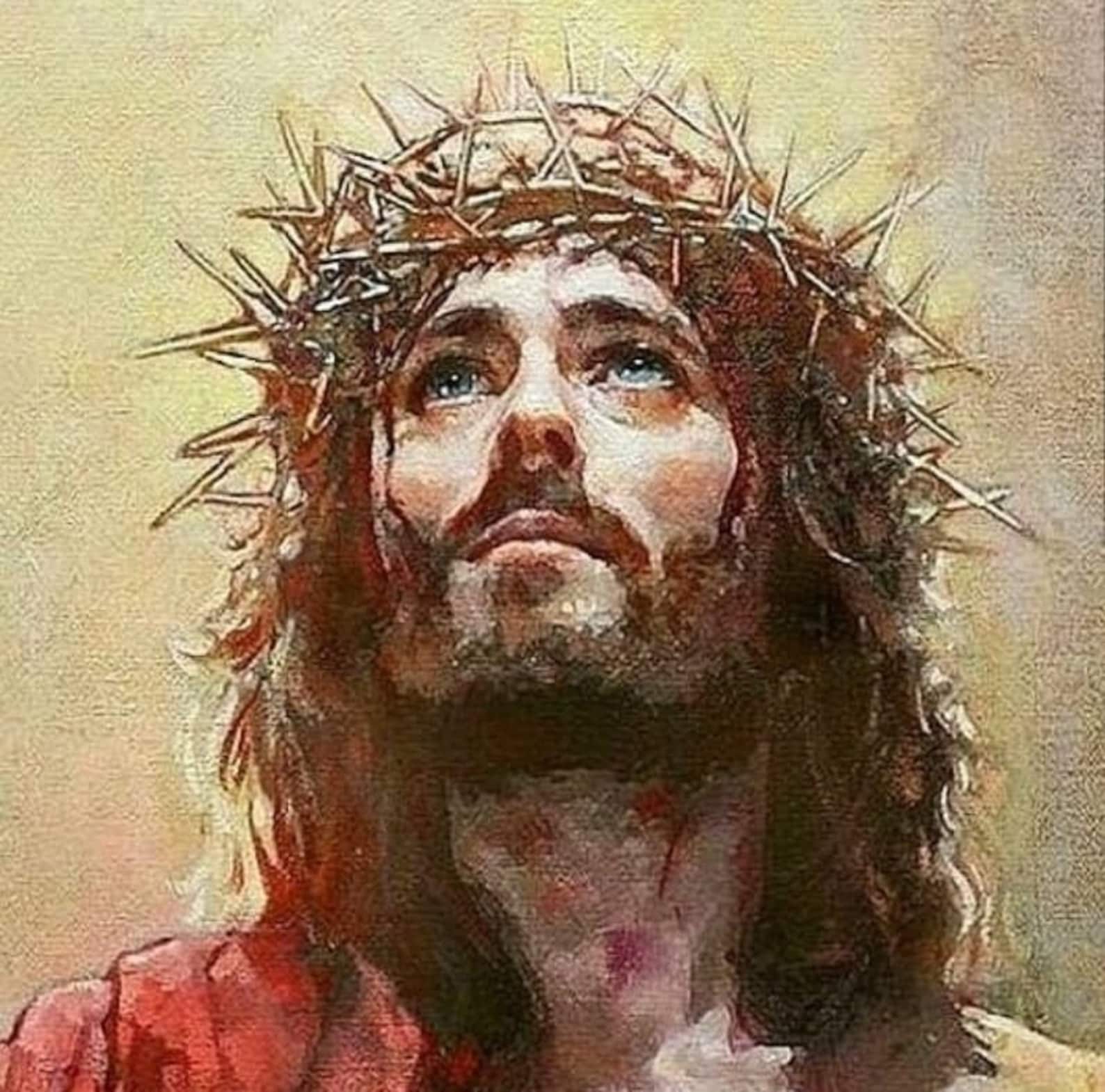 Jesus Christ Cross Stitch Pattern Jesus Crown Of Thorns Cross Etsy