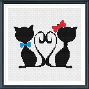 Kattenkruissteekpatroon, kattenliefde kruissteek, dierenkruissteek, pdf-instructies, direct downloaden