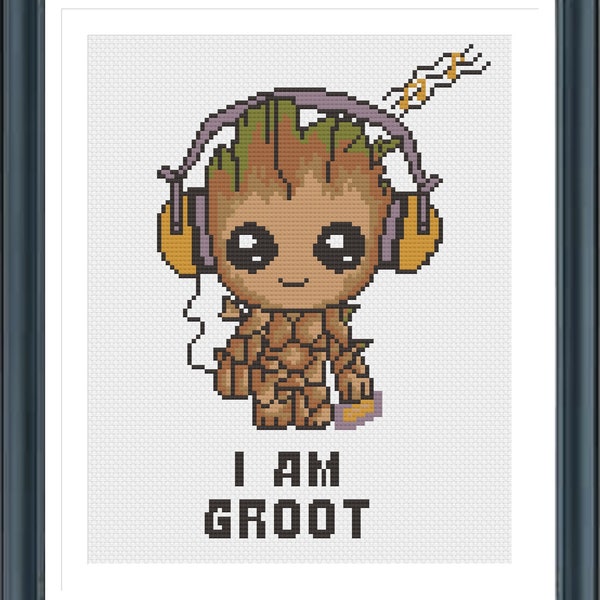 Modèle de point de croix Baby Groot, modèle de point de croix I Am Groot, Pdf, téléchargement instantané