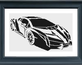 Sport car Cross Stitch pattern, Auto Cross Stitch Pattern, Pdf instructions, Instant Download