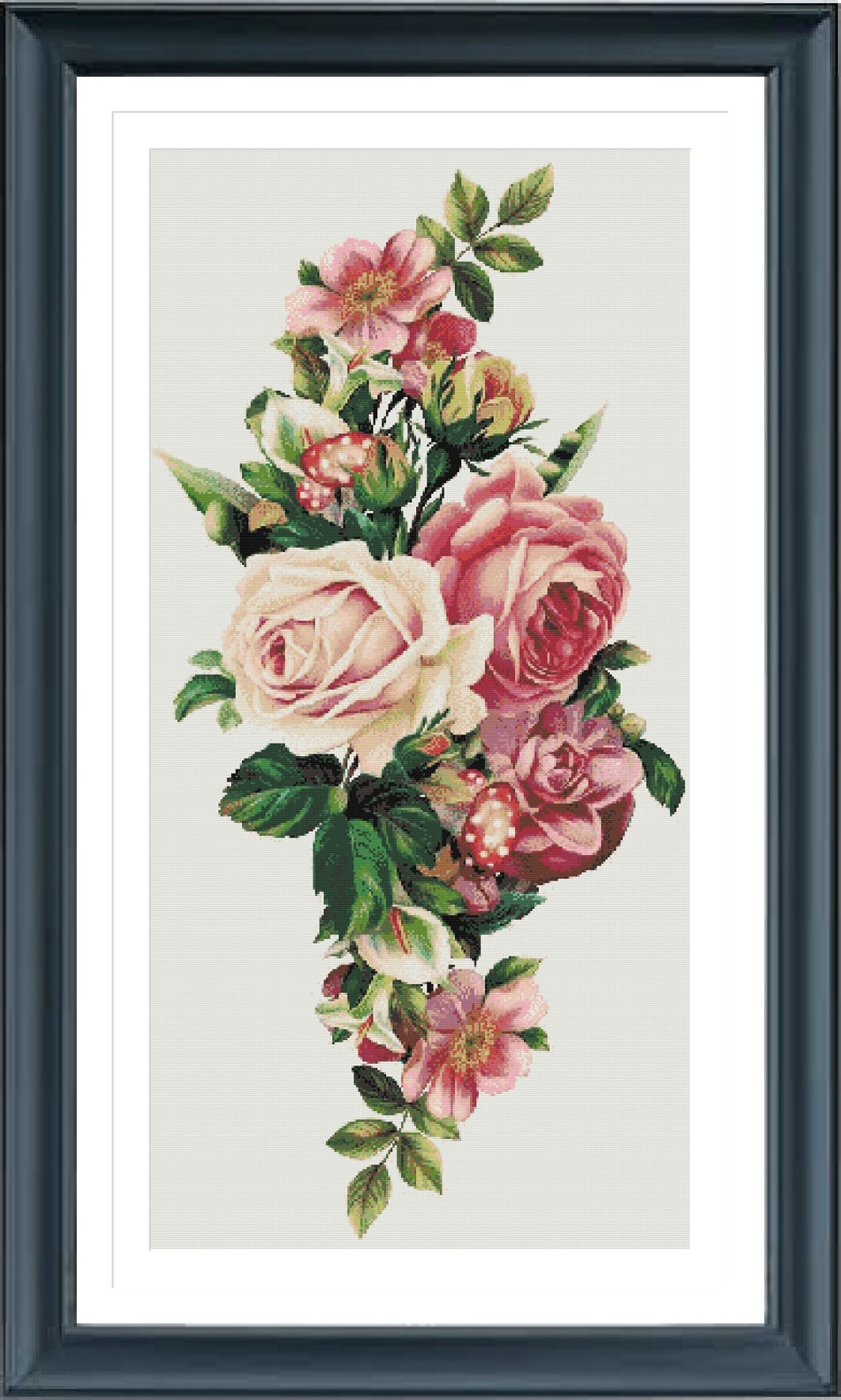 Roses Cross Stitch Pattern, Flowers Cross Stitch Pattern, Rose Bouquet ...