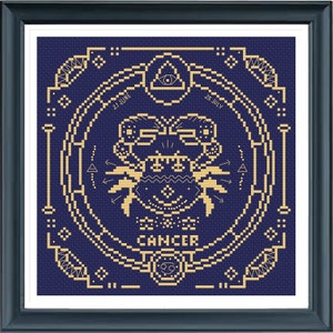 Zodiac sign Cancer cross stitch pattern, Cancer Cross Stitch, Fantasy zodiac cross stitch, Pdf instructions Instant Download