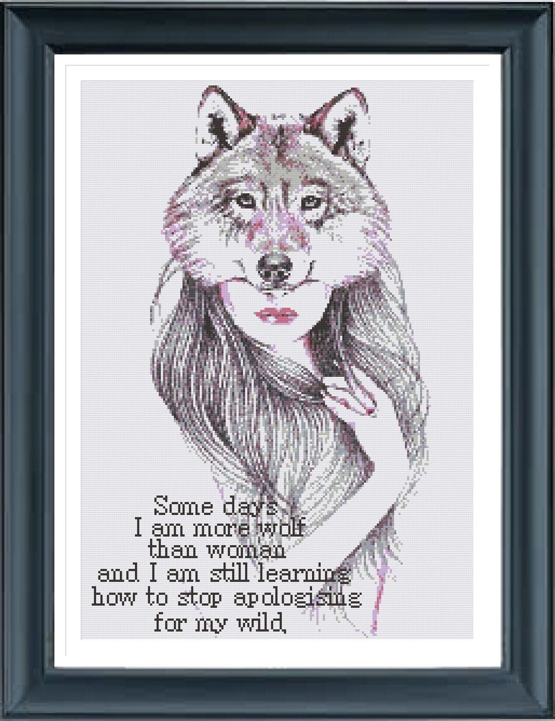 Woman Quote Cross Stitch, Wolf Girl Quote Cross Stitch Pattern