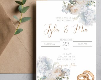 Wedding & Reception Party Invitation, Editable Wedding Invitation, CANVA Template, Wedding Invitation, Printable Personalized Invitation