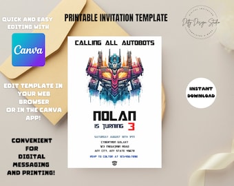 Robot Birthday Invitation (Digital Download)