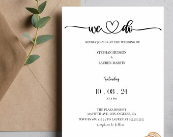 Wedding & Reception Party Invitation, Editable Wedding Invitation, CANVA Template, evite card, Printable Personalized Invitation