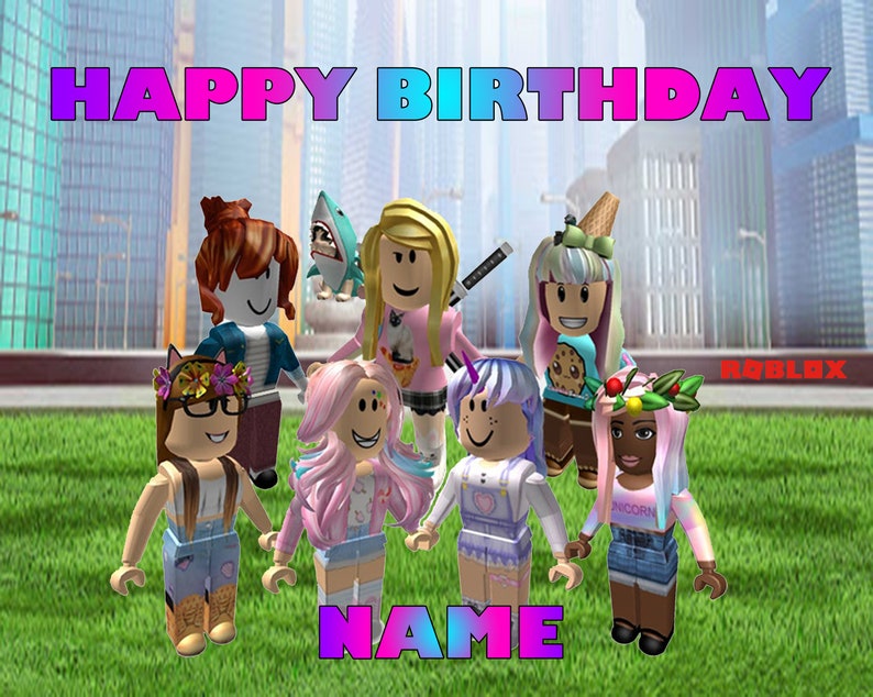 Girls Roblox EDIBLE Cake Topper Frosting Sheet Personalized