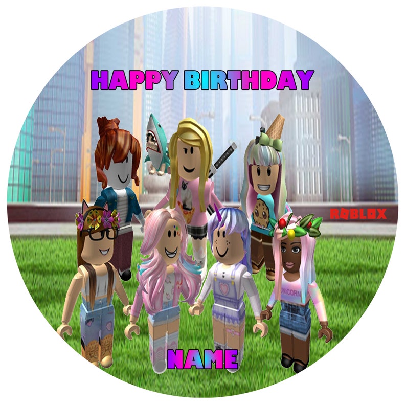 Girls Roblox EDIBLE Cake Topper Frosting Sheet Personalized