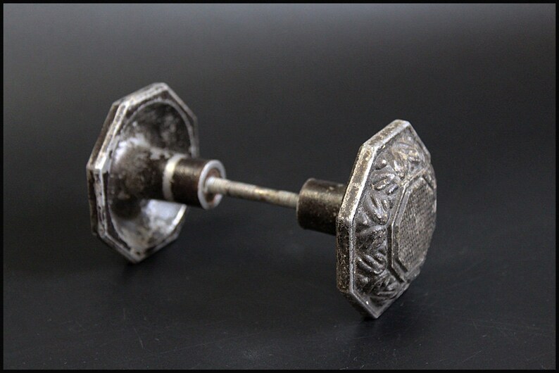 Black Door Handle Vintage Door Pull Metal Door Knob 1970s Door Hardware Soviet Home Decor
