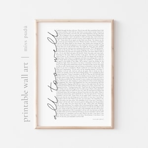 All Too Well (Red Taylor's version - 10 minutes) Printable Poster | TS Wall Art. Swiftie Lyrics Digital Download. Music Home Decor Gift