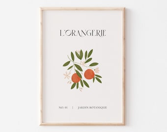 druckbare l'orangerie Illustration | handgemaltes oranges Poster. Obst Wandkunst (Digitaler Download). Botanische Kunst. Natur inspiriertes Dekor