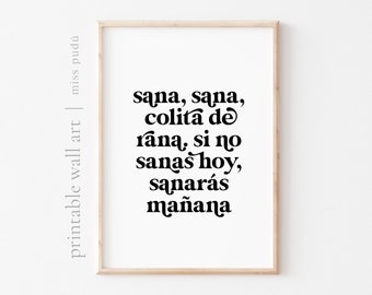 sana sana colita de rana Printable Poster | Lateinamerikanischer Digitaler Download. Spanisches Zitat Galerie Wanddeko. Positive Kunst Kinderzimmer