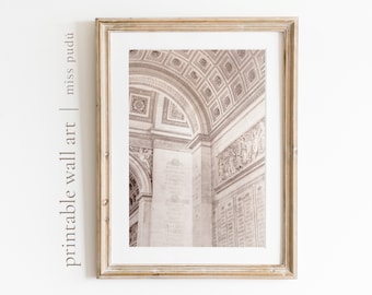 Paris France Printable Art | French Architecture Digital Download, Arc De Triomphe Wall Art, Paris Monument Arch Prints, Gift for travelers