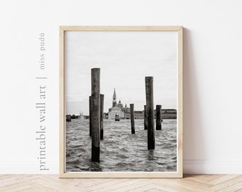 Venice Italy Printable Poster. Italian Architecture Print Digital Download. Black White Photography Wall Art. Wanderlust Housewarming
