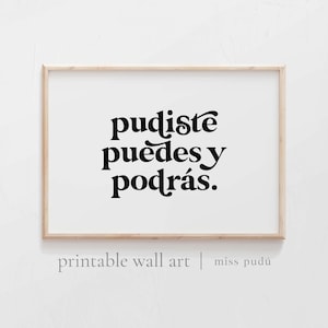 PRINTABLE pudiste, puedes y podrás (landscape) | you can do it poster. Positive Spanish Quote Instant Digital Download. Aesthetic Wall Art