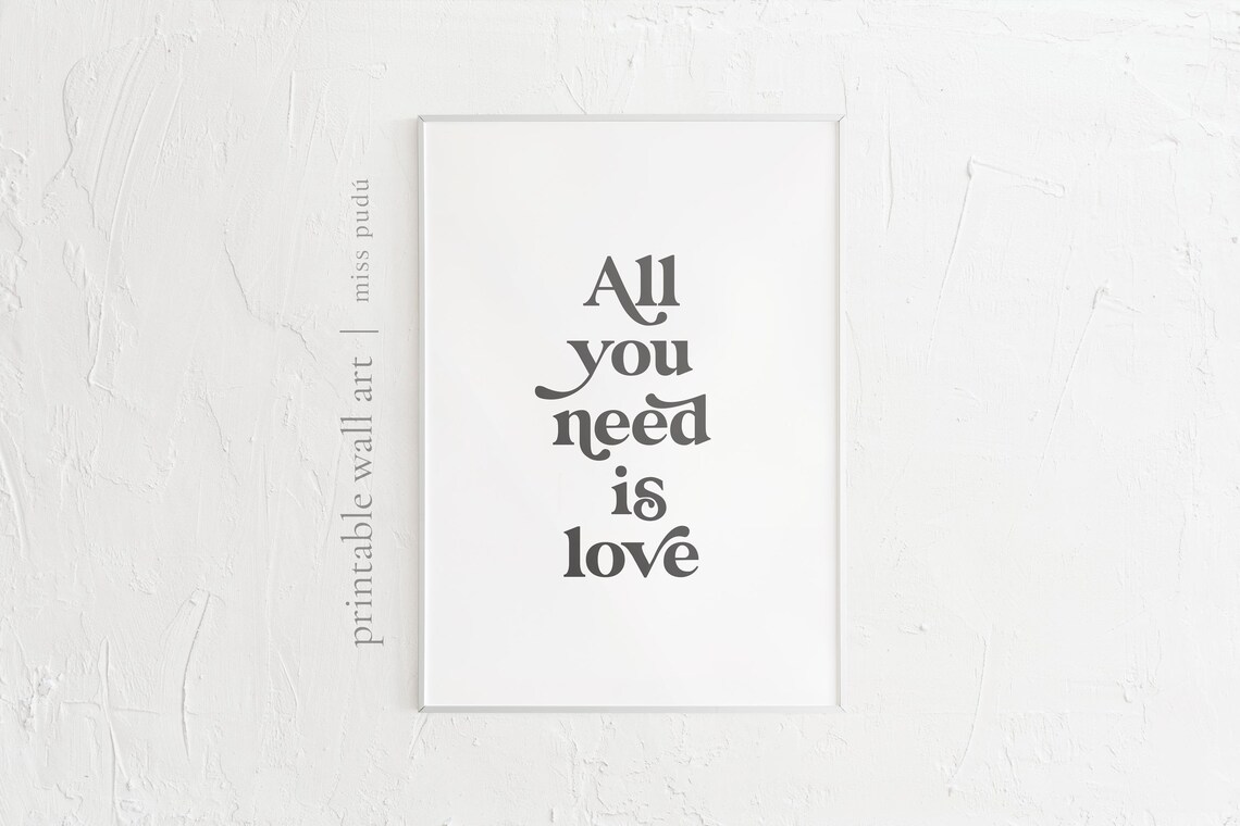 All You Need Is Love Lyrics Printable Poster The Beatles Etsy