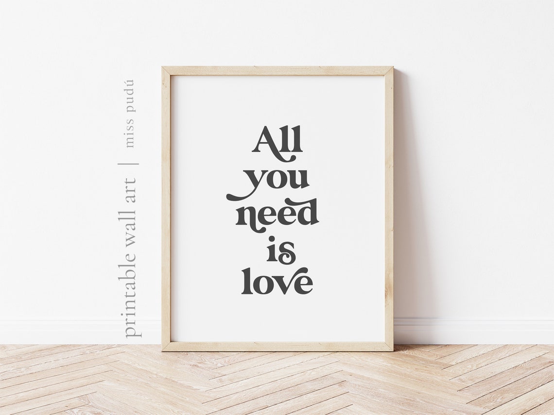All You Need Is Love Lyrics Printable Poster The Beatles Etsy